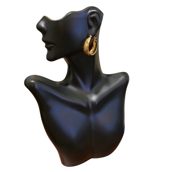 Diva Jewelry - Diva 14K Gold Filled Pin Catch Hoop Earrings Etched Floral Textured Made in USA